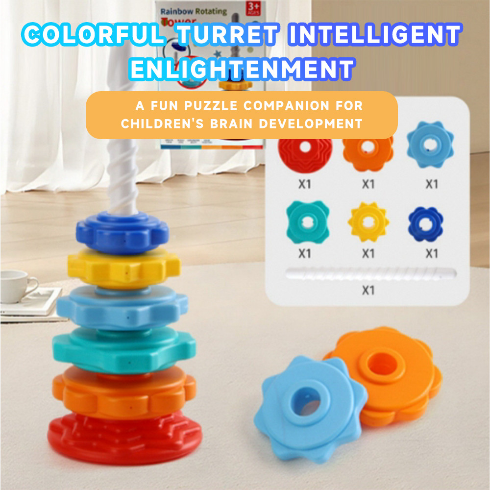 Rainbow Tower Stack Toy Music Hoop Infant Engaging Brain Development ...