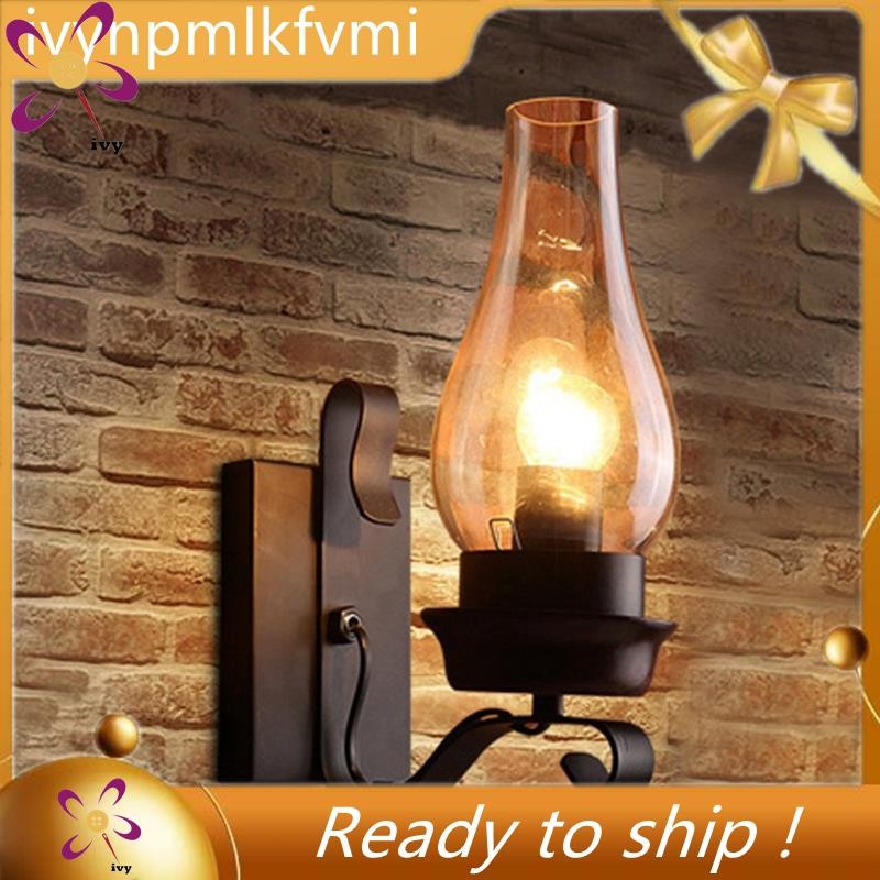 [Ivym] Vintage Rustic Wall Lamp in Glass and Mood Light Decorative Lamp ...