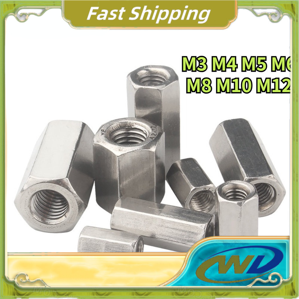 M3-M12 304 Stainless Steel Extended Hex Nut Screw Rod Thread Bar ...