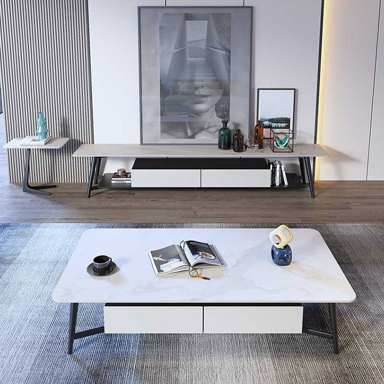 Light Luxury Stone Plate Coffee Table Simple Modern Small Apartment ...