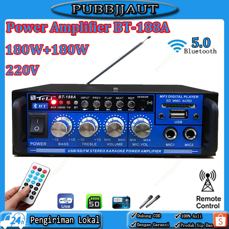 Bt-188a Bluetooth EQ Audio AMPLIFIER KARAOKE Home Theater FM Radio 180W ...