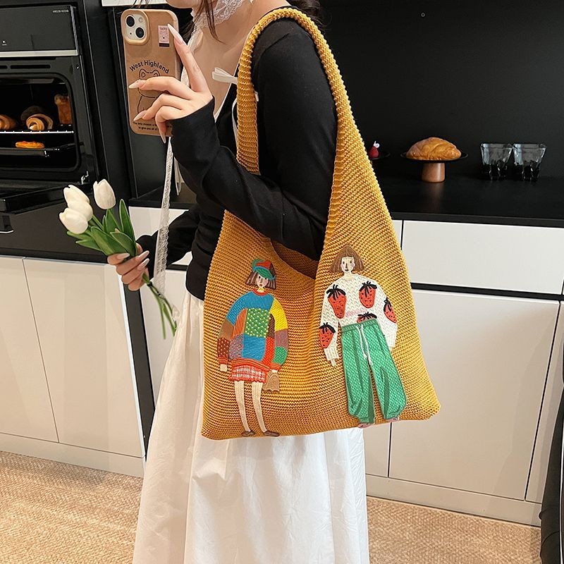 Spring Summer Woven Bag 2025 Large Capacity New Style Tote One-Shoulder ...