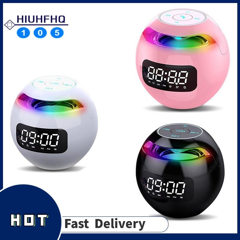 【Hiuhfhq105】Mini Alarm Clock Bluetooth Speaker Wireless Sound Box with