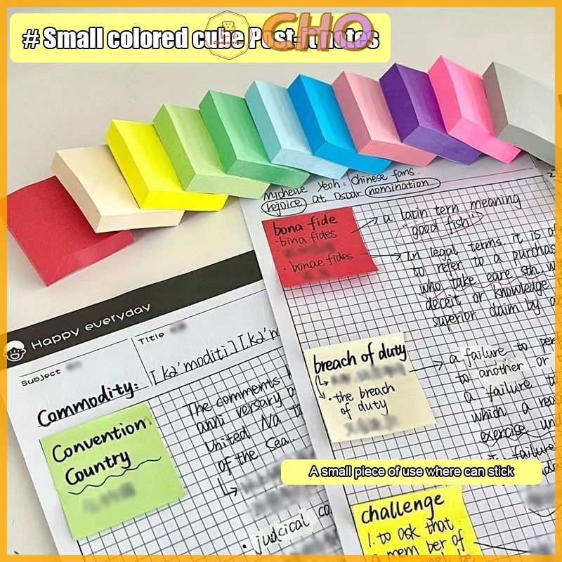 CHO⭐Colored Small Square Post-it Notes Mini Note Paper Student Multi ...