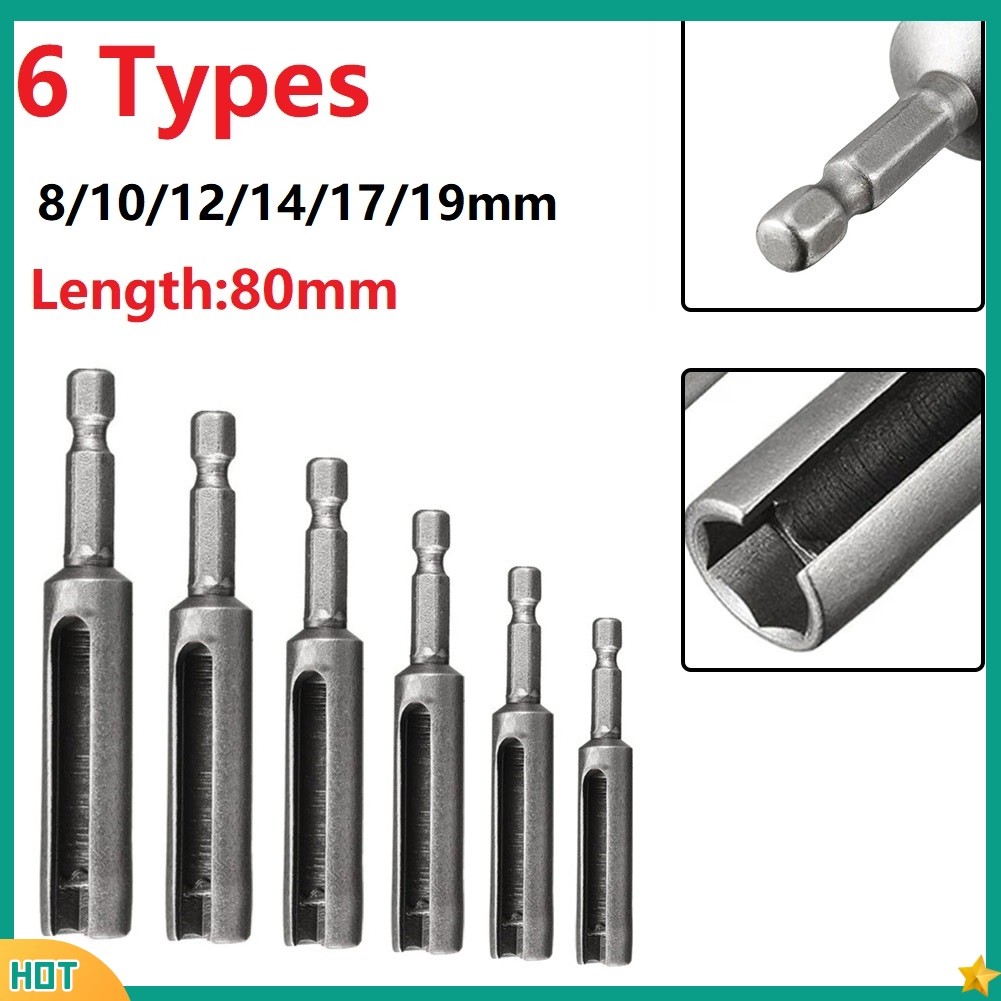 80mm Nut Driver 1/4inch Quick-Change Hex Shank Slotted Drill Bit Socket ...