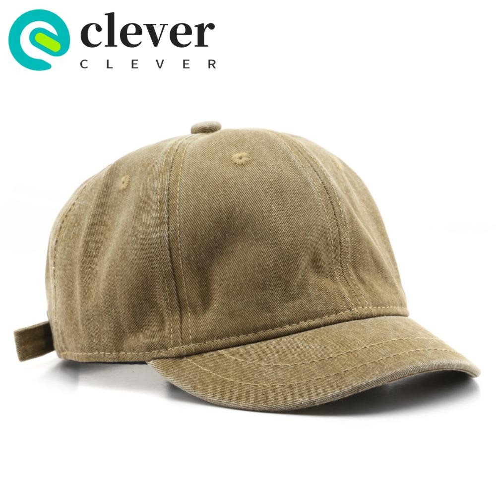 CLEVER Baseball Cap, Solid Color Short brim Peaked Cap, Washed Cotton ...