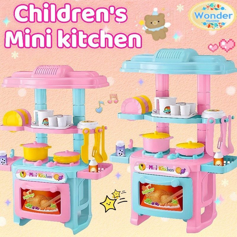 48pcs Mini Kitchen Set Toy Kitchen Playset Kids Cooking Girls ...