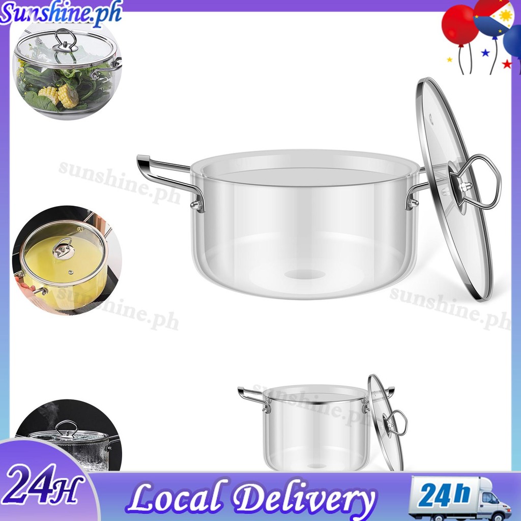 Glass Cooking Pot 2.5L/3.5L Heat Resistant Simmer Pot Clear Glass Pots ...