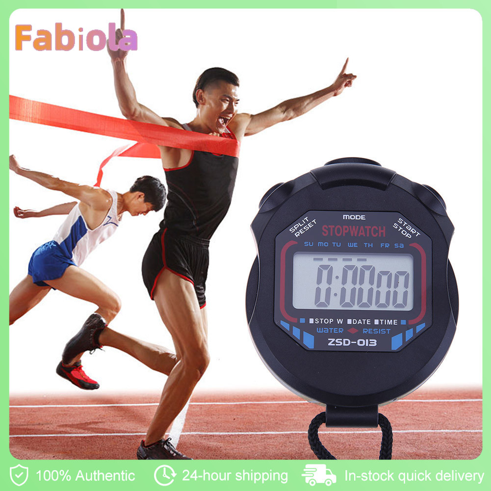 Stopwatch Chronograph Timer Counter Waterproof Digital LCD With Battery ...