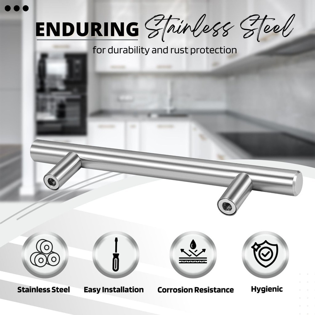 304 Stainless Steel Solid Cabinet handle With Screw Drawer Handle Pull ...