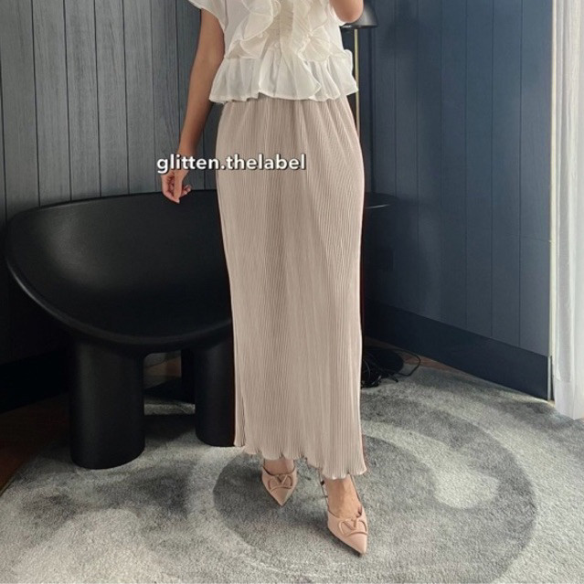 Wave Piping Pleated Skirt HL9727