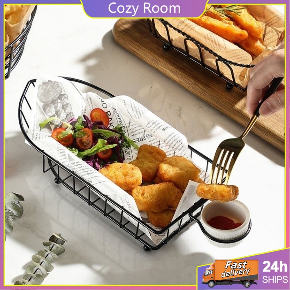 Kitchen Fry Baskets French Fries Fried Chicken Tray Holder Metal Food ...