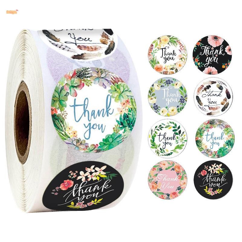 Sweet 500Pcs 1inch Romantic Flowers Thank You Stickers Roll For ...
