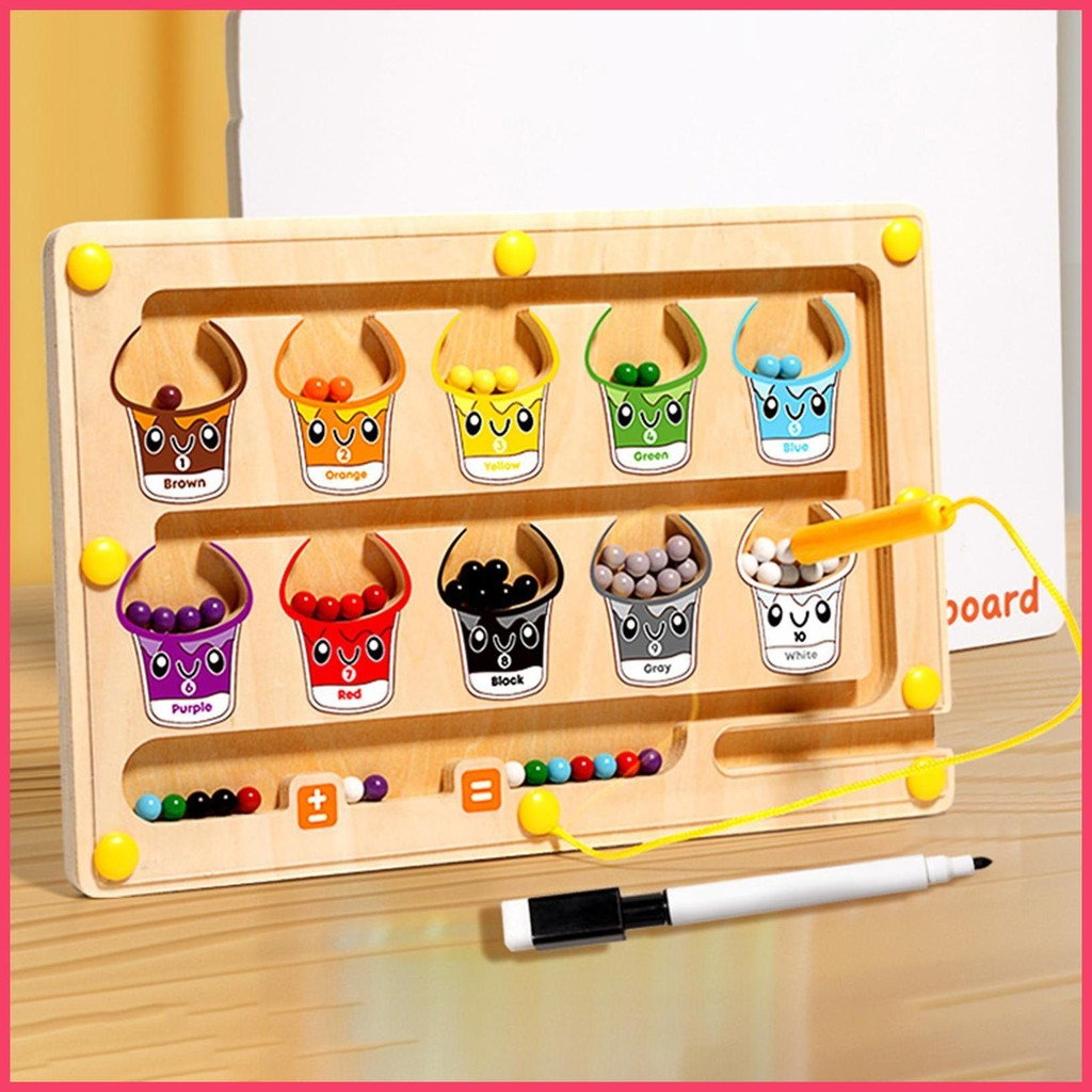 Magnetic Color Maze Wooden Puzzle Matching Activity Board Fine Motor ...