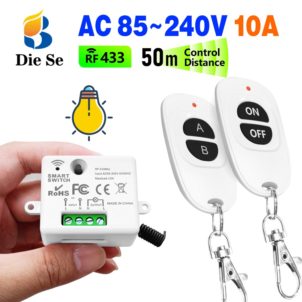 433MHz RF AC Remote Control Switch No wiring required Wireless Switch ...
