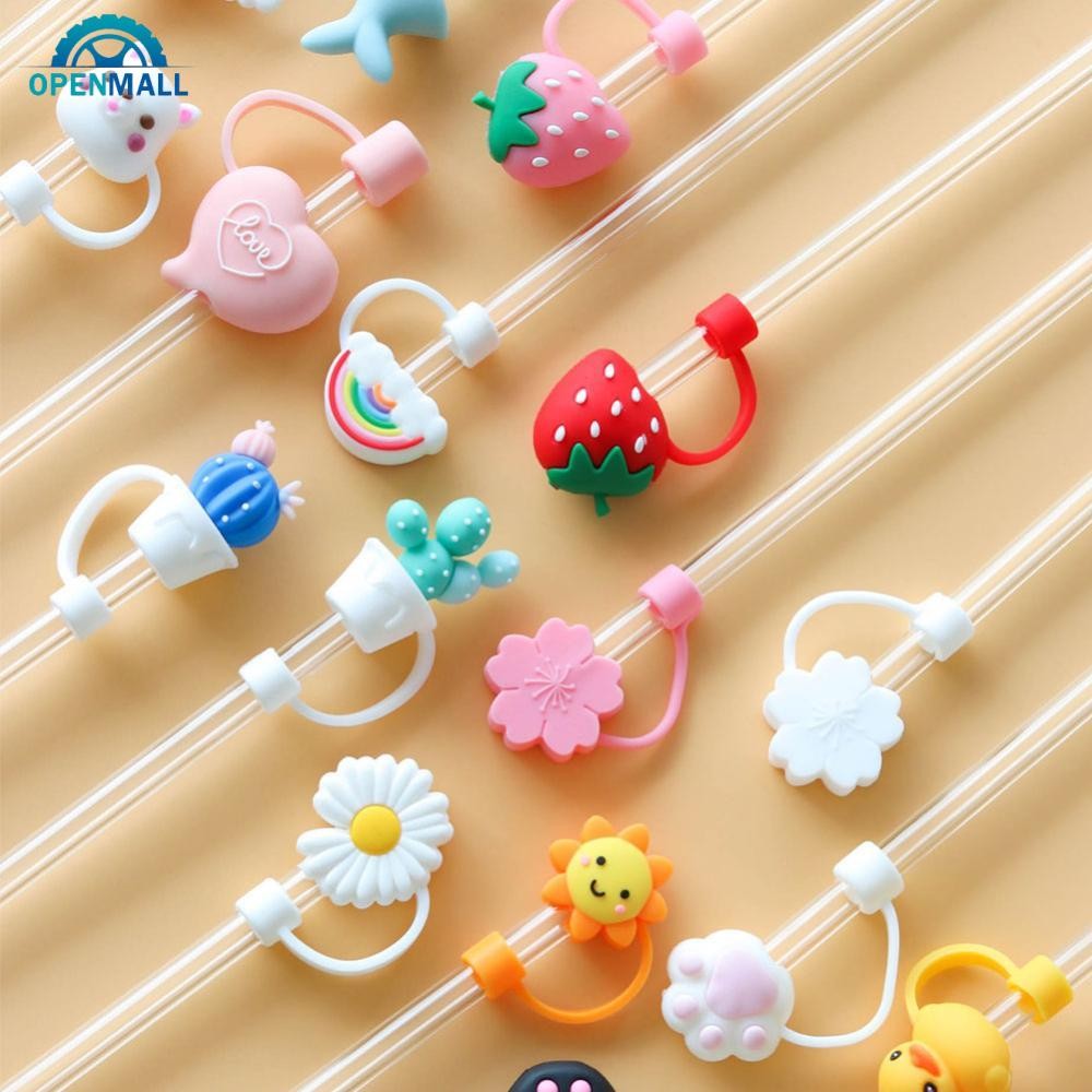 OPENMALL Cute Cartoon Straw Silicone Plug Resuable Anti-Dust Cap for ...