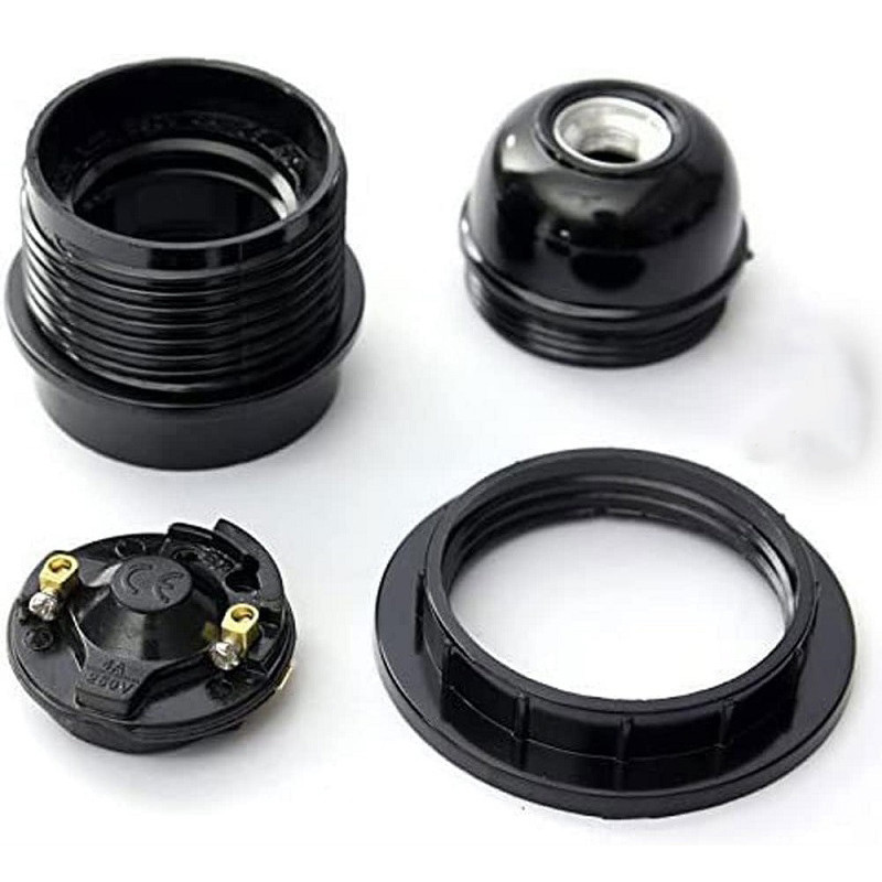 Lamp Black Power Base E27 Self-Locking Light Bulb Lamp Holder Bakelite ...