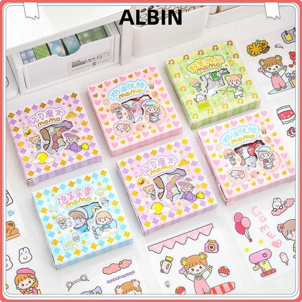 ALBIN Cute Cartoon Stickers, Waterproof Transparent Die-Cut Stickers ...