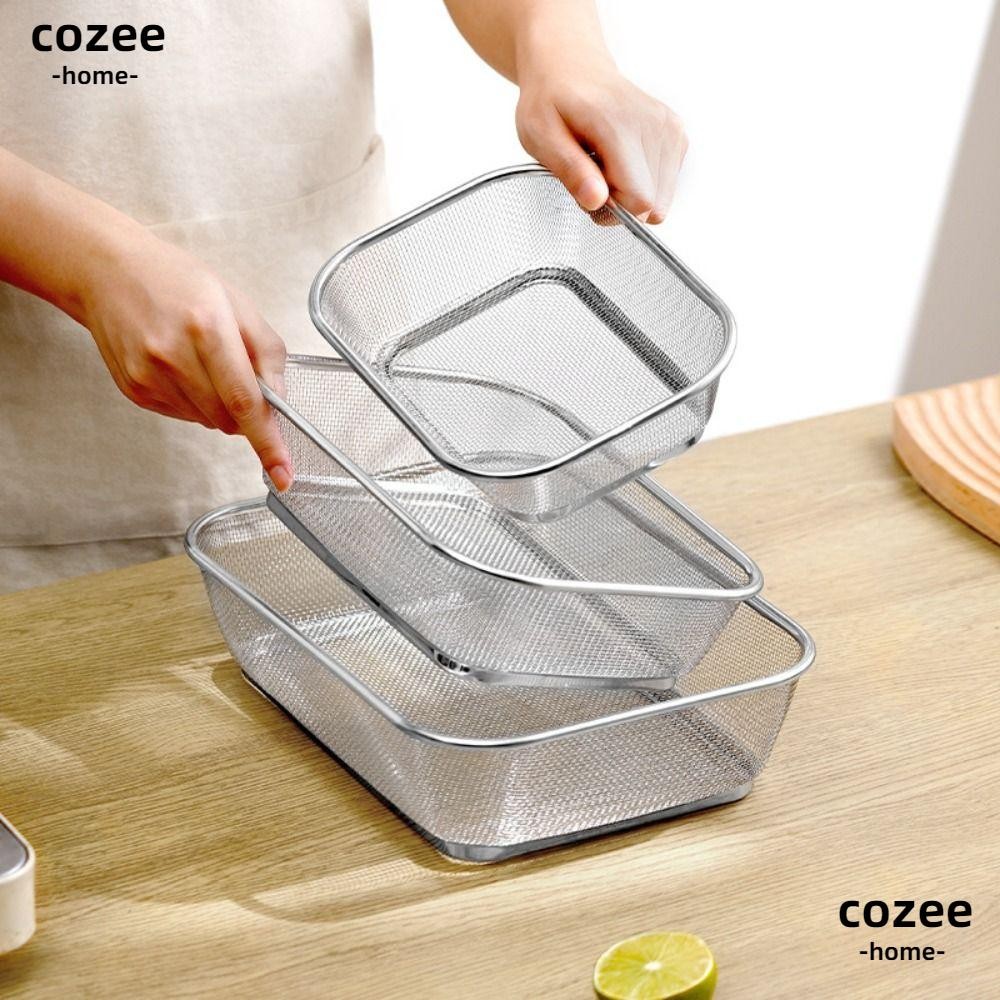 COZEE Drain Basket, Stainless Steel Square Rice Washing Basin, Hollow ...