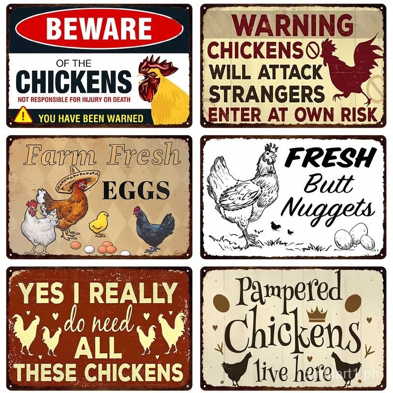 1pc Metal Chicken Coop Signs Fresh Eggs Warning Beware Signs For ...