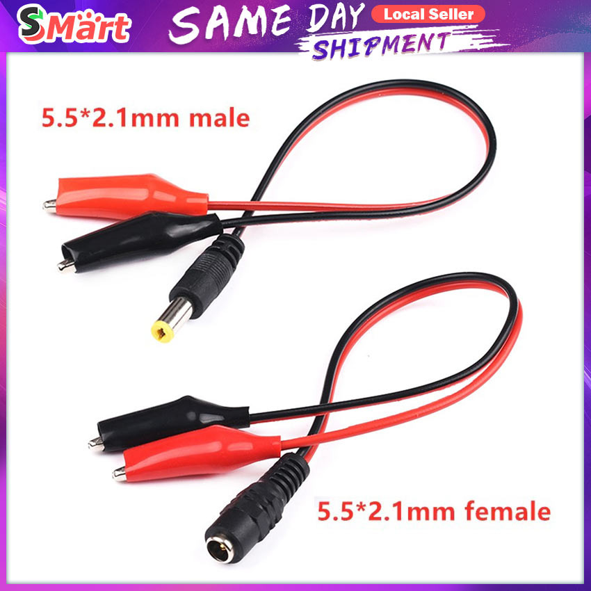 Dc Male Female Jack Connector Alligator Clips Crocodile Wire V Power Cable To Clamps Test