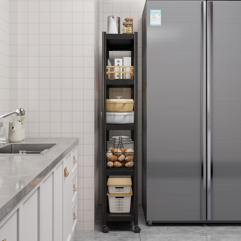 Narrow Kitchen Storage Rack with Wheels Floor Multi-Layer Bathroom ...