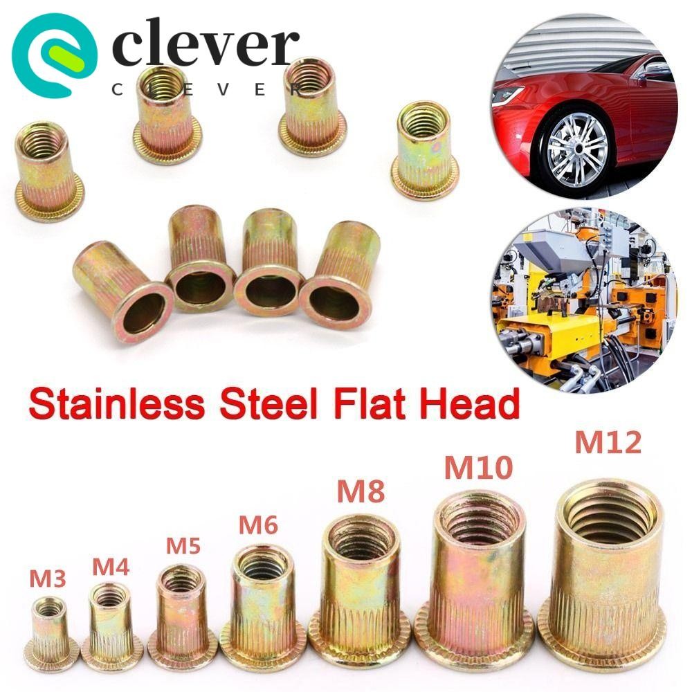 CLEVER 10pcs Carbon Steel Rivnut, Tool Set Insert Nutsert Cap Flat Head ...