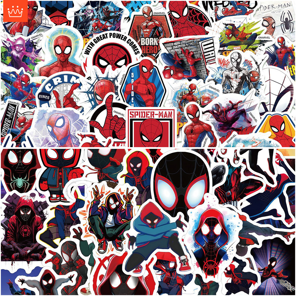 J· Spider-Man Stickers Set Cartoon Graffiti Waterproof Decals Pack, 54 ...