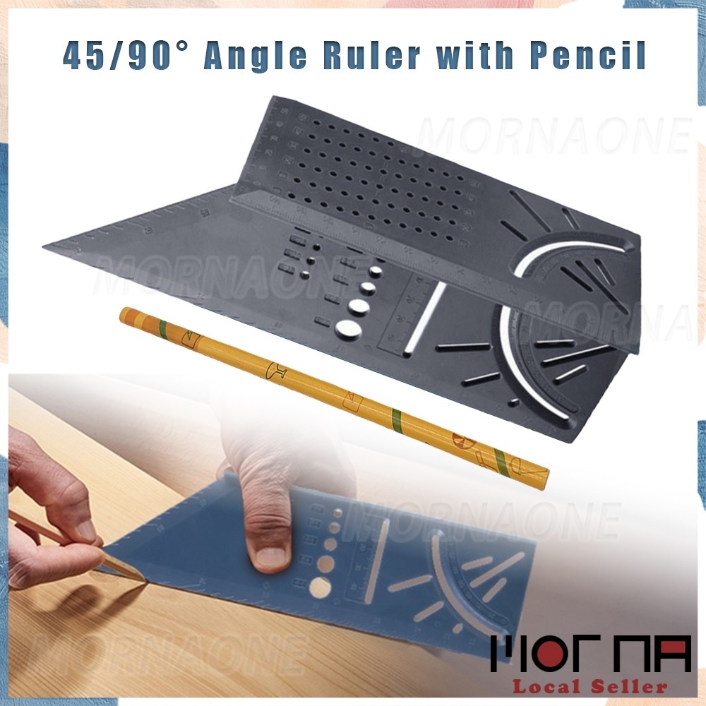 Multi-functional 45/90° Angle Ruler Gauge Square Ruler Carpenter Tools ...