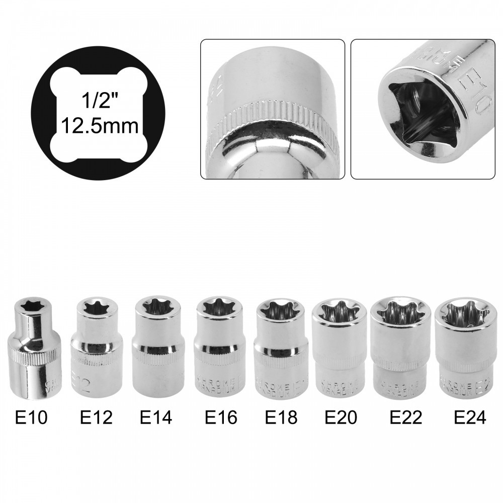 Reliable E Type 12 Tool Socket Set Torx Sockets for Ratchet End Wrench ...