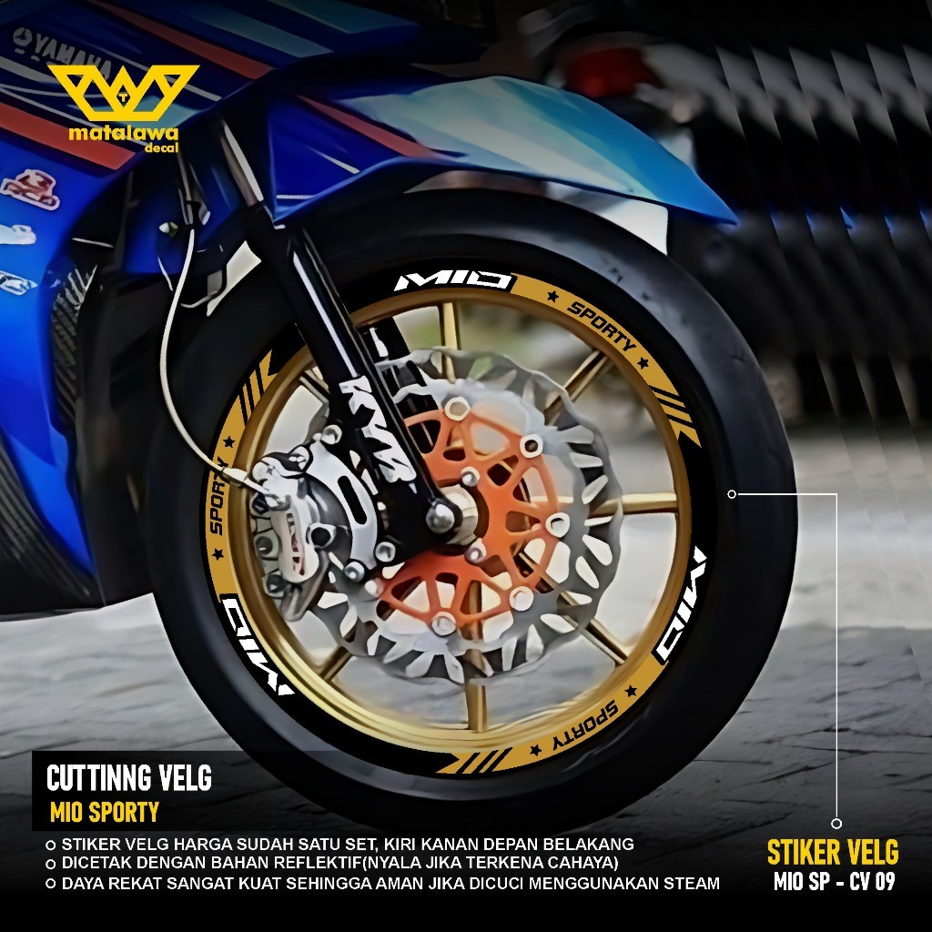 Yamaha Mio Sporty Wheel Sticker Rim Cutting Stickers 2003 2004 2005 ...