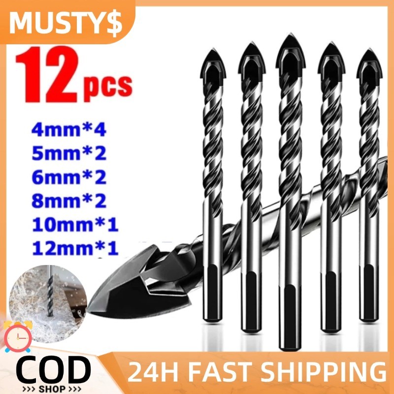 12PCS Alloy Triangle Overlord Drill Bits Cement Wall Marble Ceramic ...