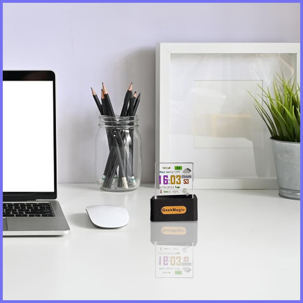 3D Hologram Cube Tabletop Decor WiFi Desk Clock Transparent Digital ...