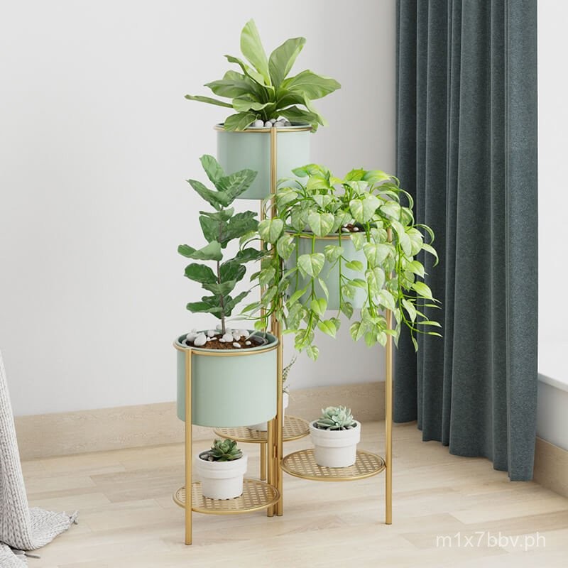 Nordic Living Room Flower Rack Wrought Iron Multi-Layer Floor-Standing ...