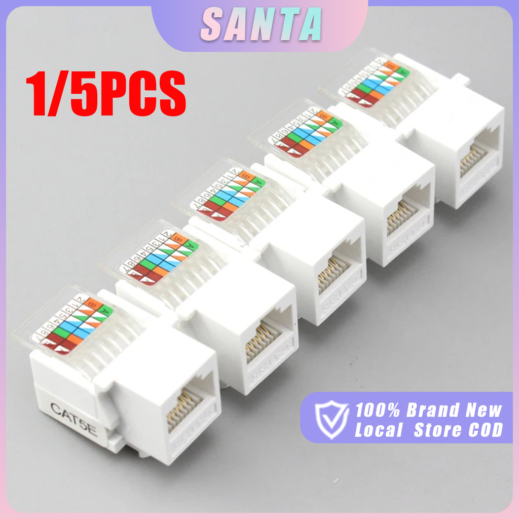 5PCS RJ45 Connector Cat5 Tool-Less Keystone Ethernet Module Female Jack ...