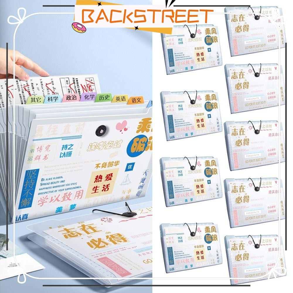 BACKSTREET A4 File Folder, PP 5/8/12 Pockets Test Paper Storage Folder ...