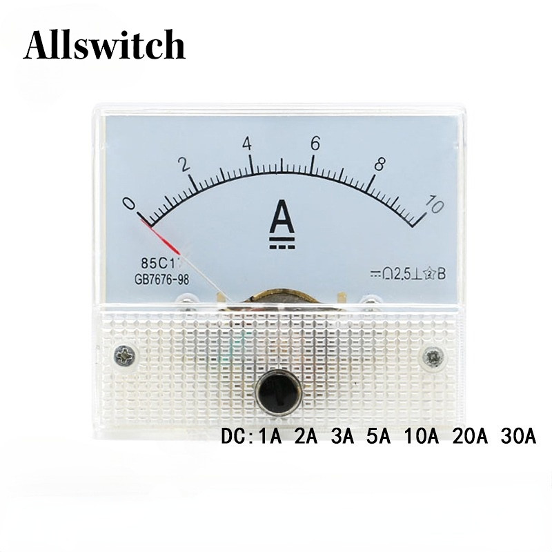 85C1 Ammeter DC Analog Current Meter Panel Mechanical Pointer Type 1A ...