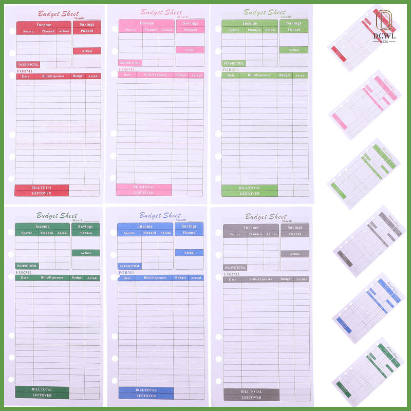 12 Sheets Cash Binder Budget Refills Spending Card Replacements