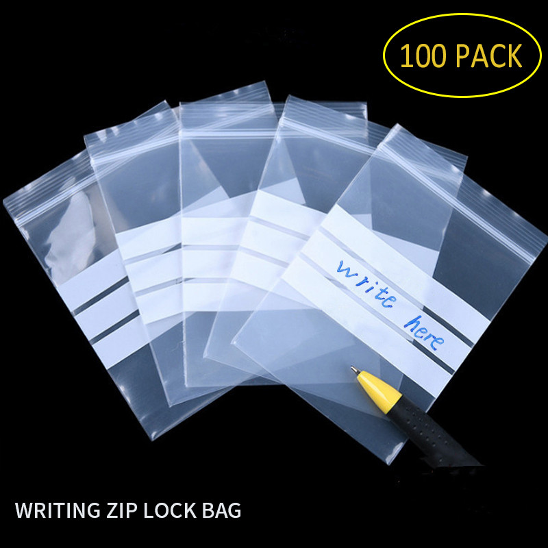 100pcs Writing Packaging Remember Note Pouches Plastic Zip Lock Jewelry ...