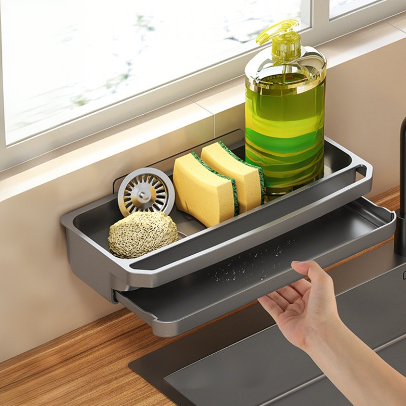 [GOI] Kitchen Sink Organizer Drain Rack Automatic Drain Rack Dish Cloth ...