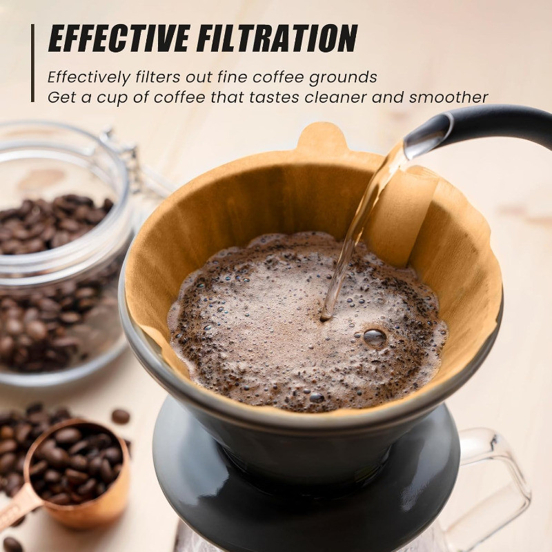 50/100pcs Disposable Cone Coffee Filter - Wood Pulp Drip Paper - for ...