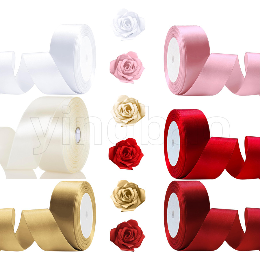 25yards Valentine's Day Silk Satin Ribbons Crafts Bow Handmade DIY Gift ...