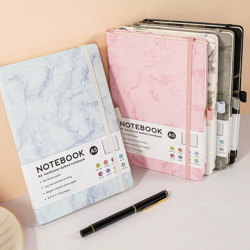 A5 Marble Deigned Notebook 80GSM Hardcover Lined Notebook 96Sheets No ...