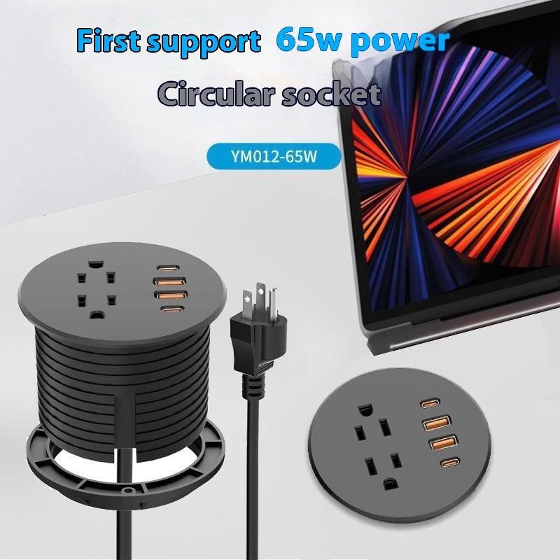 65w High Power USB Round American Standard Power Socket Desk Embedded ...