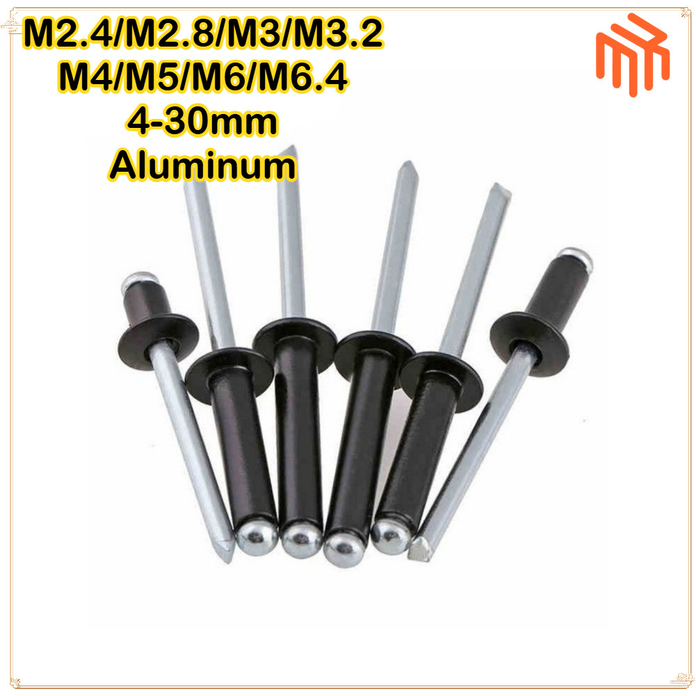 [MX]Aluminium Blind Rivets Black Pop Rivets Mushroom Head Break Mandrel ...