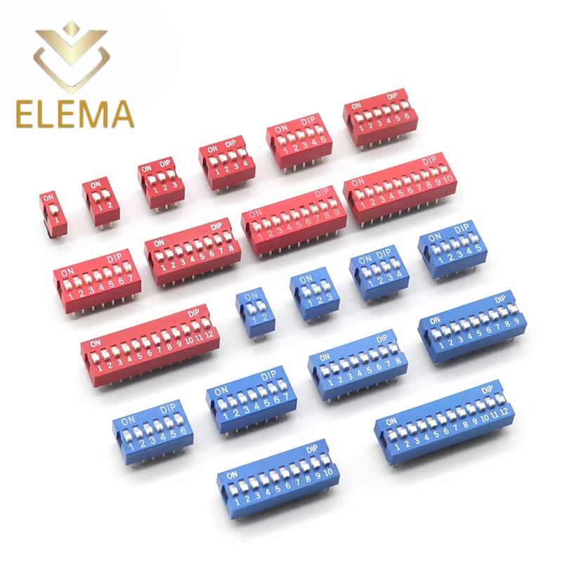 Toggle Switch Spacing 2.54MM DIP Dial Switch Red Blue 1/2/3/4/5/6/7/8/9 ...