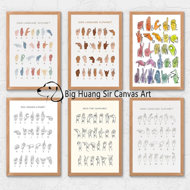 American Sign Language Poster ASL Poster Canvas Painting Alphabet Wall ...
