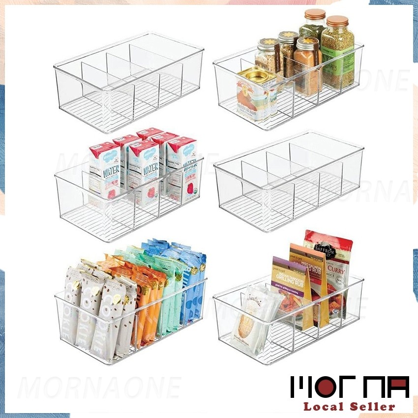 4 Grid Acrylic Tea Bag Organizer Multi Purpose Stackable Organizer with ...