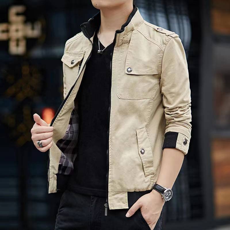 New Jacket Men Spring Autumn Slim Fit Solid Jackets Simple Hot Sale Men ...