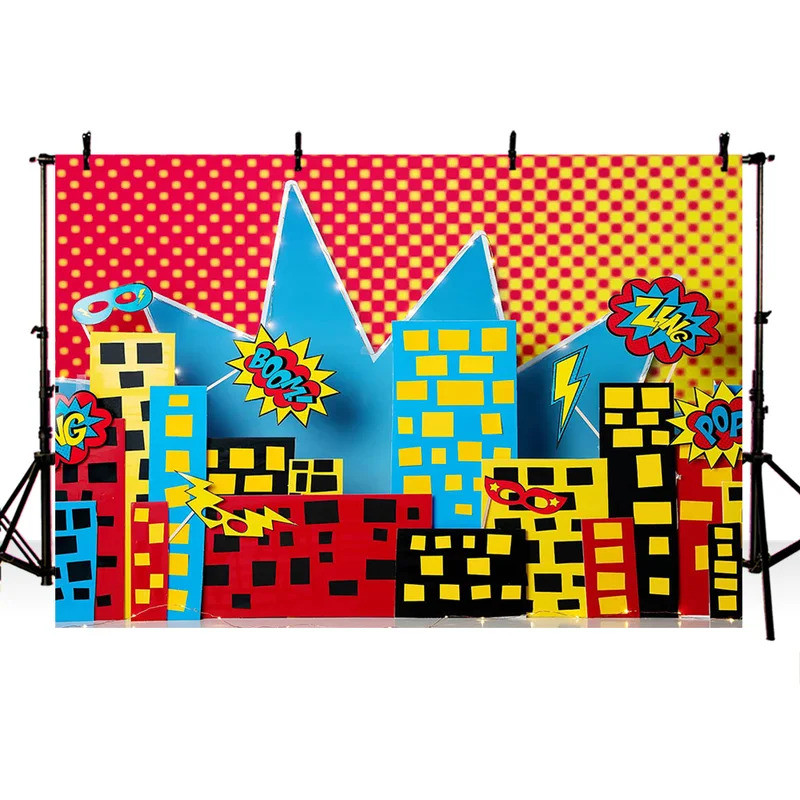 Superhero backdrop for photography happy birthday newborn baby photo ...